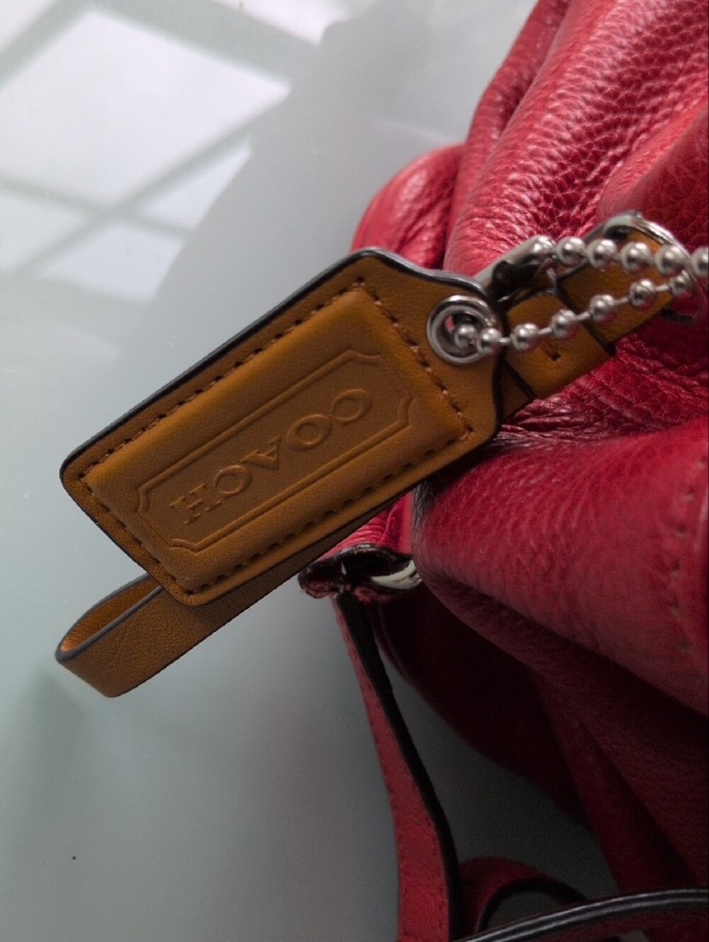 Red Leather Drawstring Backpack - Picture 5 of 5